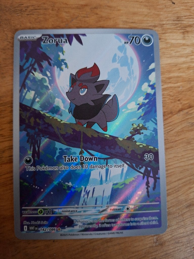 Zorua 142, Ophalen of Verzenden, Zo goed als nieuw, Losse kaart, Foil
