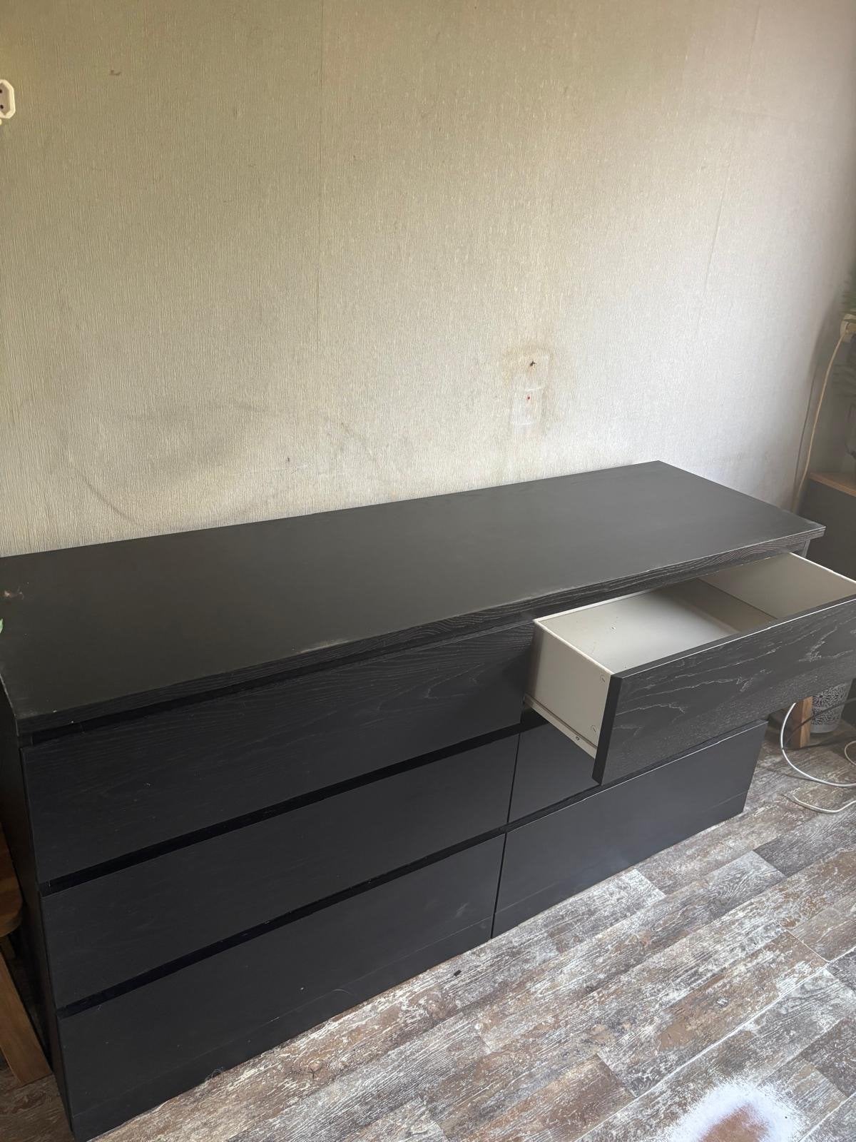 Zwarte ladekast met 6 laden - 160x48x78 cm, Ophalen, Gebruikt, 5 laden of meer, 150 tot 200 cm