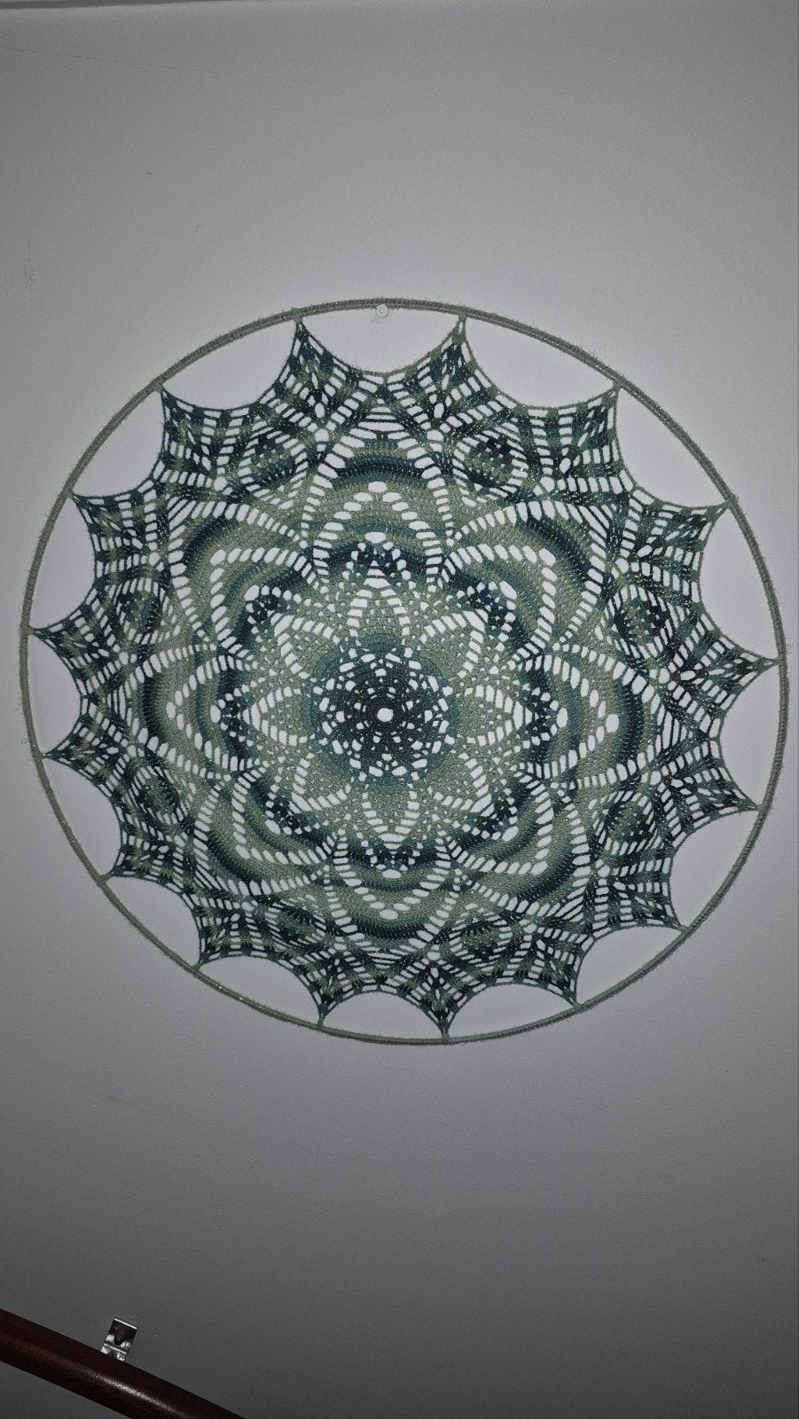 Grote gehaakte ring - Mandala wanddecoratie 60 cm, Ophalen, Groen, Boho, Zo goed als nieuw