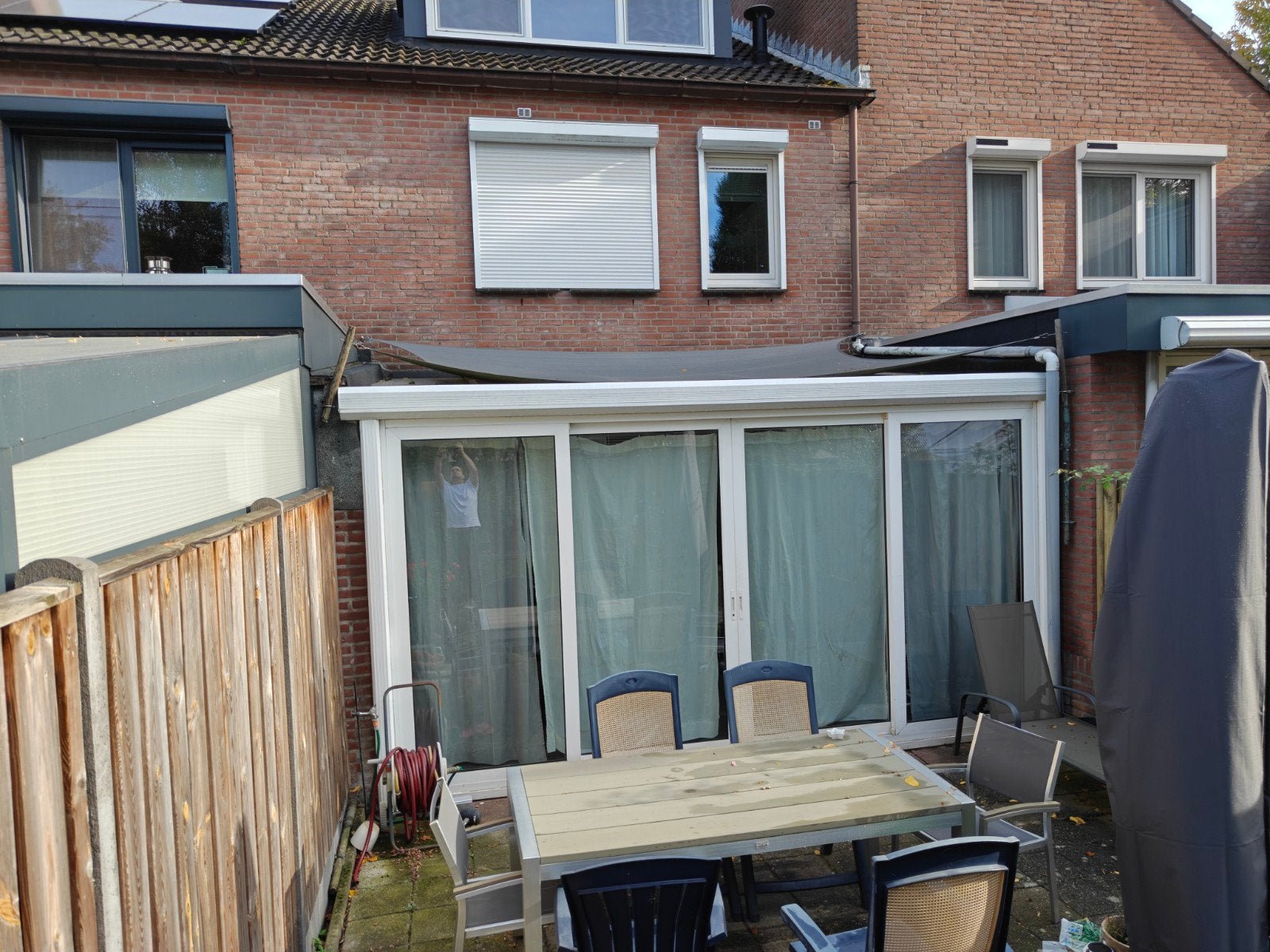 Schuifpui met dakoverkapping, Doe-het-zelf en Verbouw, Ophalen, Gebruikt, 225 cm of meer, Aluminium