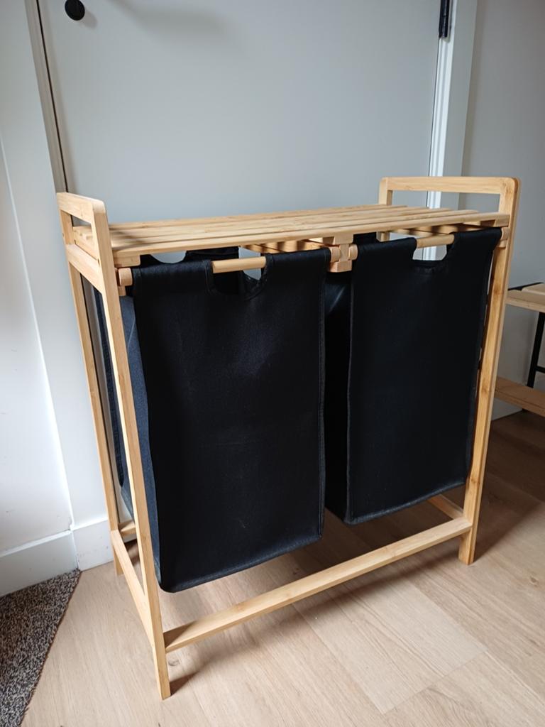 Dubbele wasmand, Ophalen, Gebruikt, Bruin