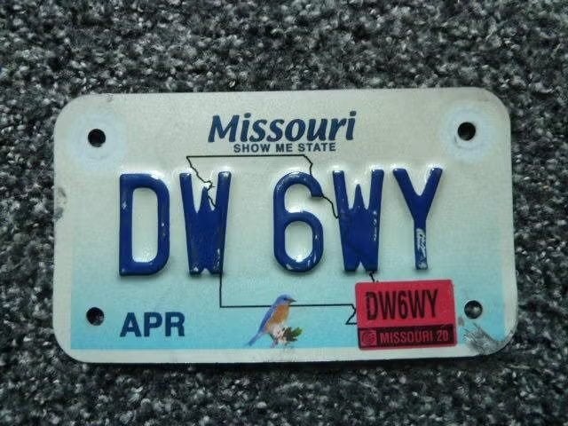 Motor licenseplate kentekenplaat Missouri USA, Verzenden, Gebruikt, Auto's