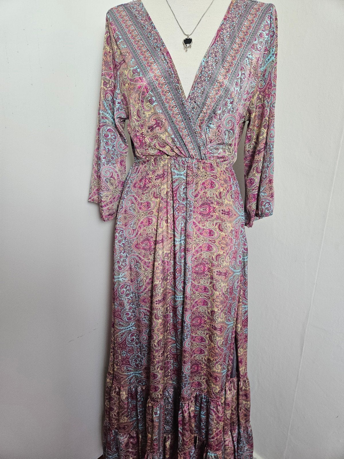 Prachtige z.g.a.n. boho paisley jurk,  mt M/L!, Kleding | Dames, Jurken, Maat 38/40 (M), Meerkleurig, Ophalen of Verzenden, Knielengte
