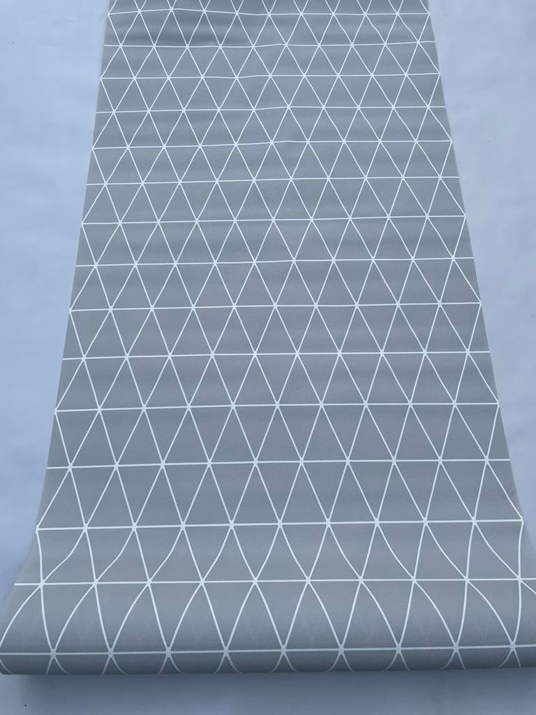 Vliesbehang Triangolin - Gris Galet 5 €5 per rol., Ophalen of Verzenden, 10 tot 25 m², Grijs