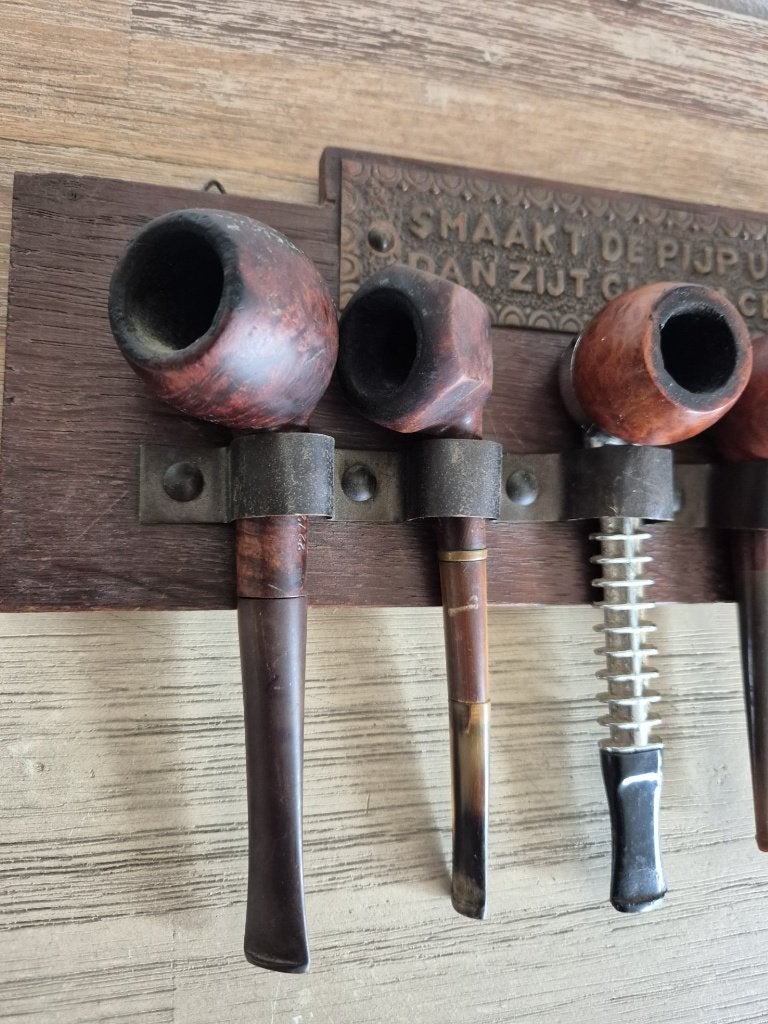 Tabakspijpen - Pijpenrek - Hout - 6 stuks - o.a. Lindbergh, Ophalen of Verzenden, Gebruikt, (Water)pijp