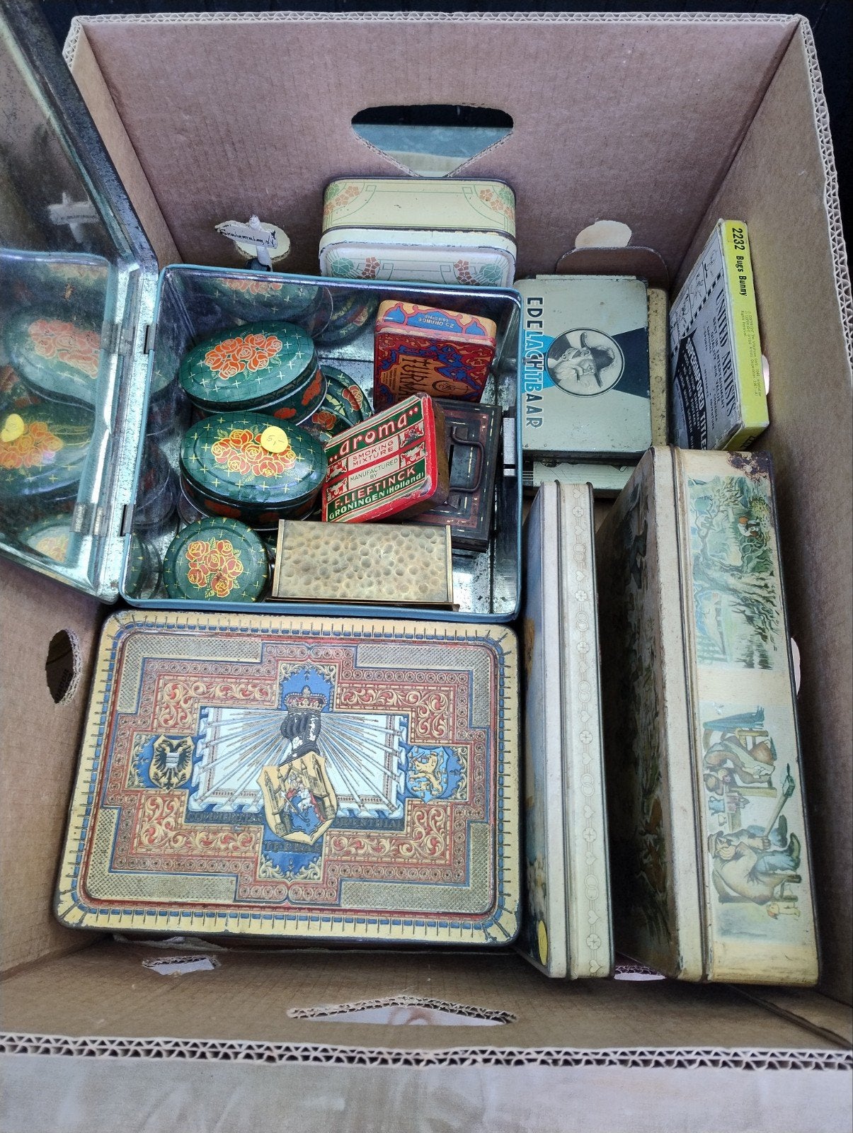 Vintage blikken: Kwatta, Parien, Lieftinck Groningen, Verzamelen, Blikken, Ophalen of Verzenden, Gebruikt, Overige