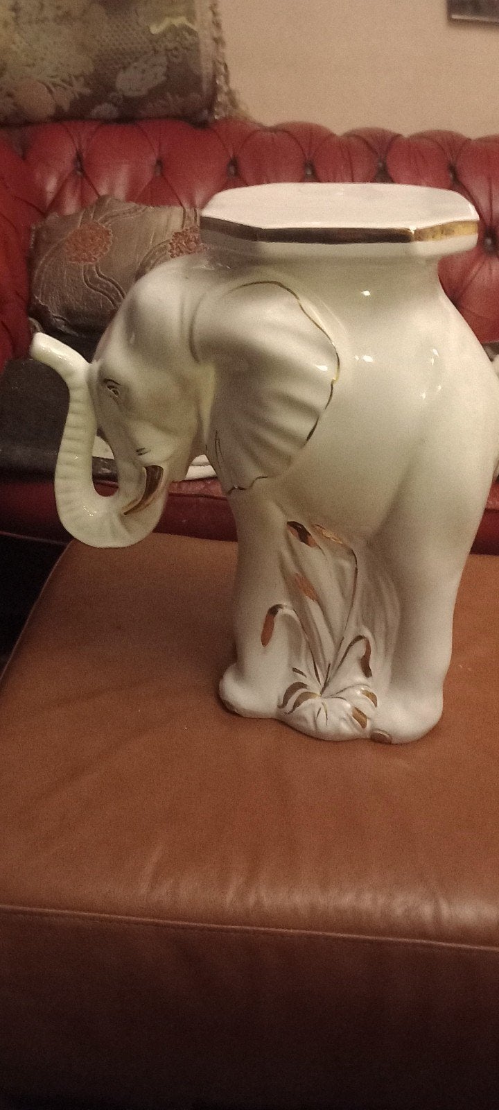 Vintage Porseleinen Olifant Plantenstandaard/Bijzettafel, Antiek en Kunst, Ophalen of Verzenden