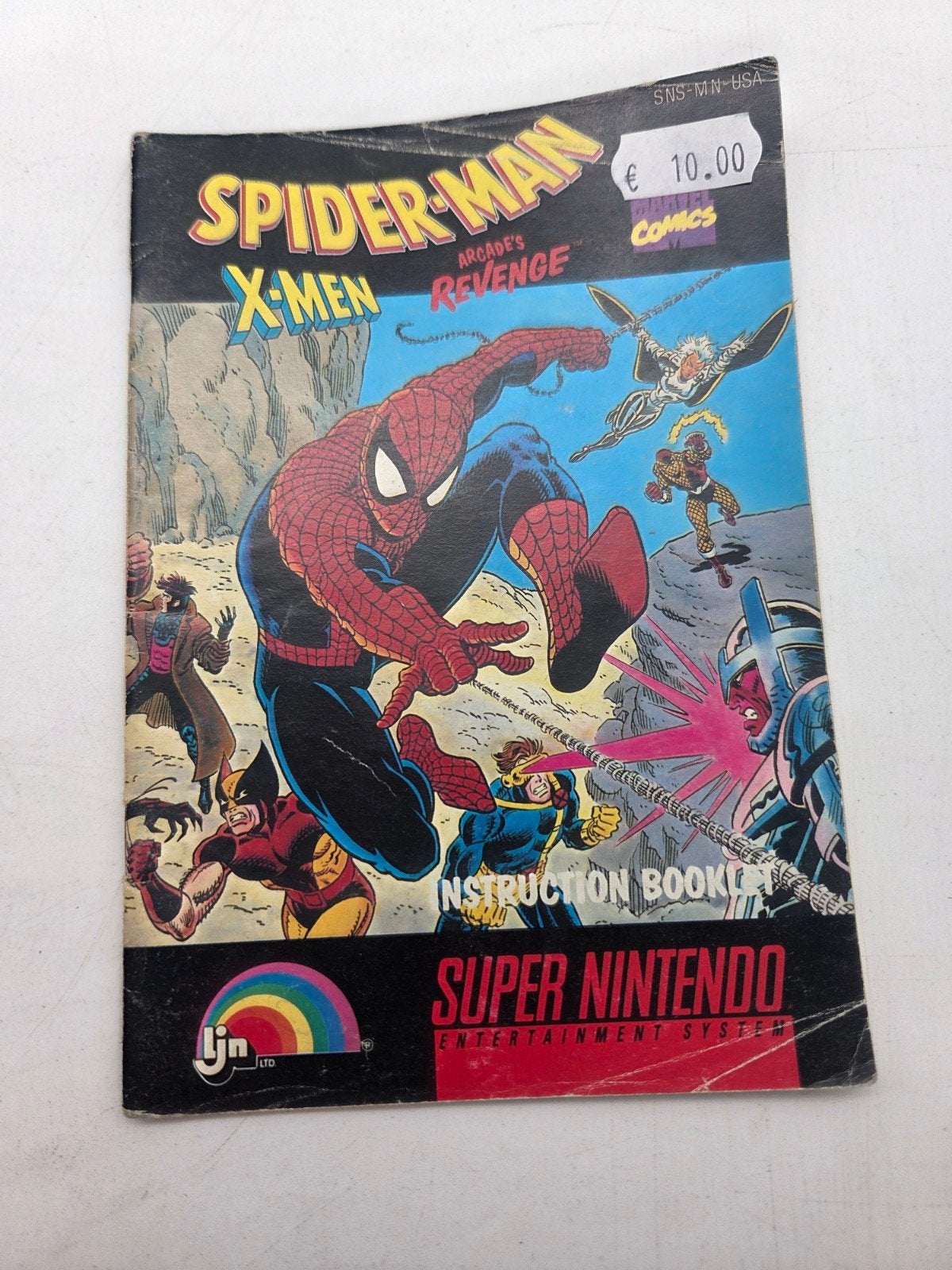 Spider-Man X-Men Arcade's Revenge Super Nintendo Handleiding, Avontuur en Actie, Gebruikt, LJN Ltd., 1 speler