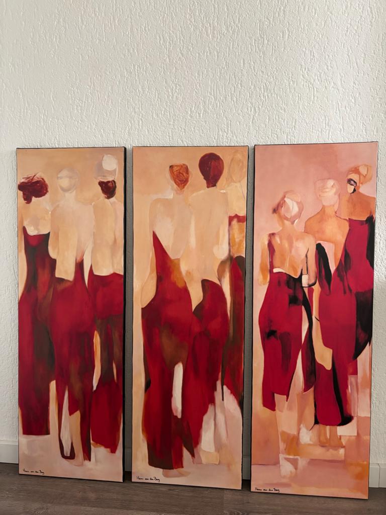 Drieluik 'De Dans' van Hans van den Berg - Gelimiteerde Opla, Ophalen, Minder dan 50 cm, Schilderij, 75 cm of meer
