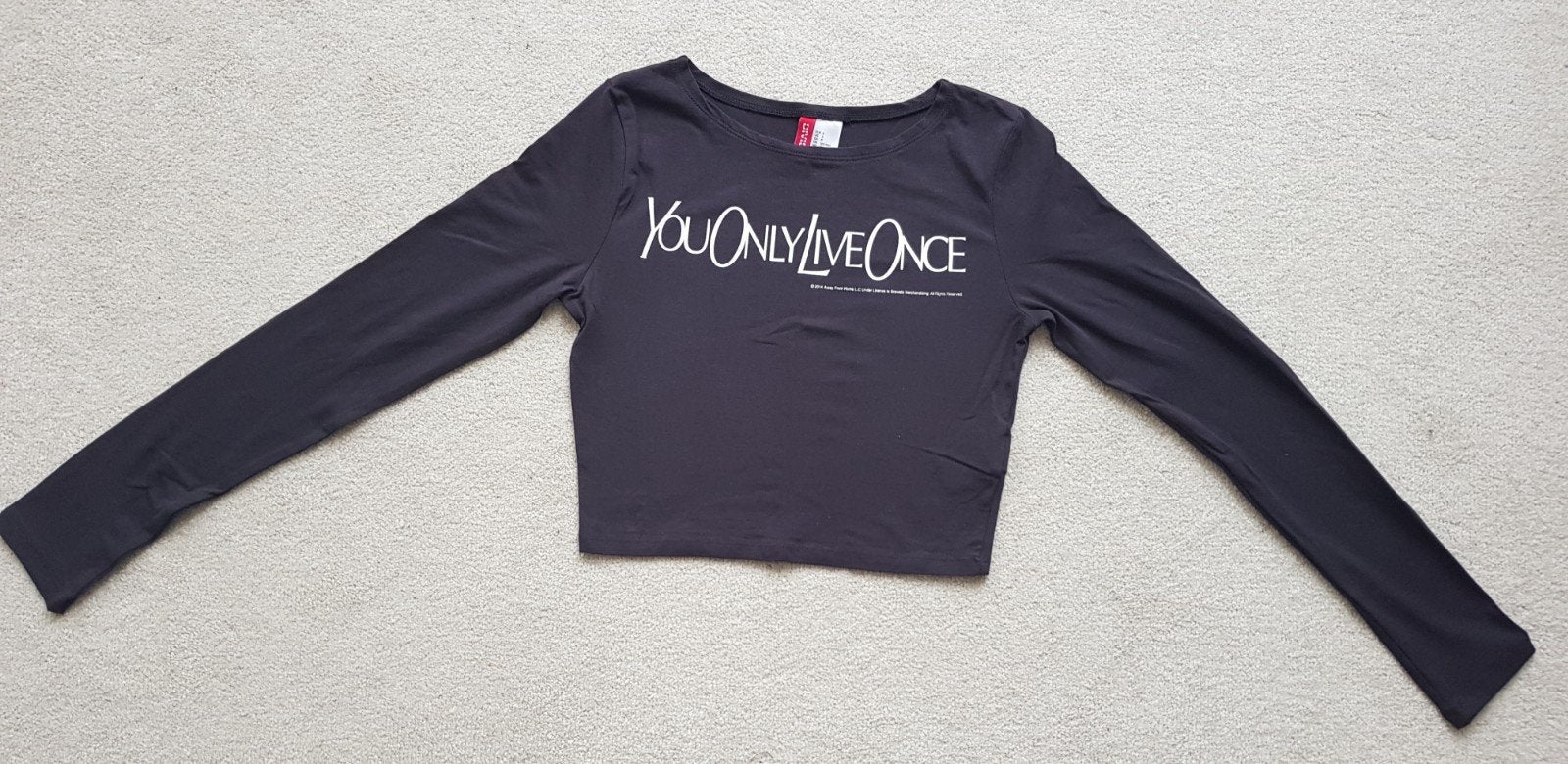 Yolo cropped truitje croptop trui maat s 36 bruin tshirt, Divided, Bruin, Verzenden, Zo goed als nieuw