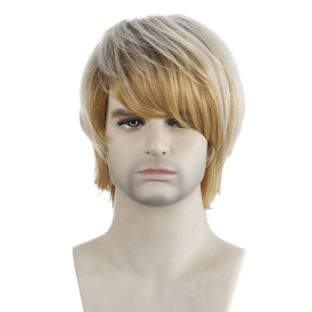 Halflange Blonde Heren Pruik Haarstuk Haarstukje Mannen Haar, Verzenden, Nieuw, Pruik of Haarverlenging