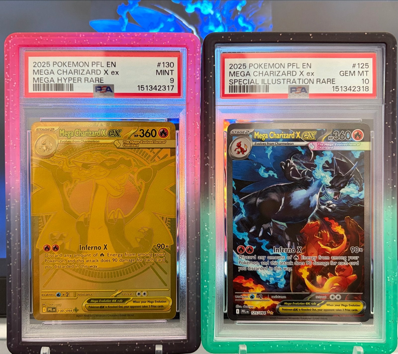 Mega Charizard X EX PSA Graded Pokémon Kaarten - Mint & Gem, Ophalen of Verzenden, Zo goed als nieuw, Losse kaart, Foil