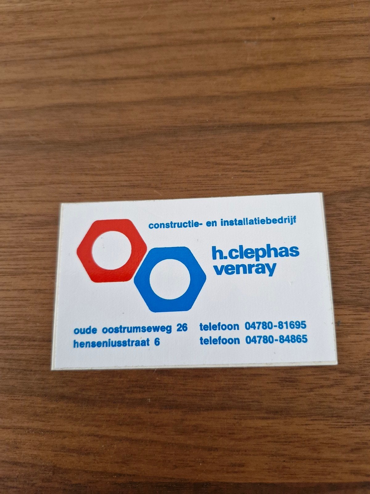 8479 Vintage sticker H. Clephas Venray - Constructiebedrijf, Ophalen of Verzenden, Nieuw, Bedrijf of Vereniging