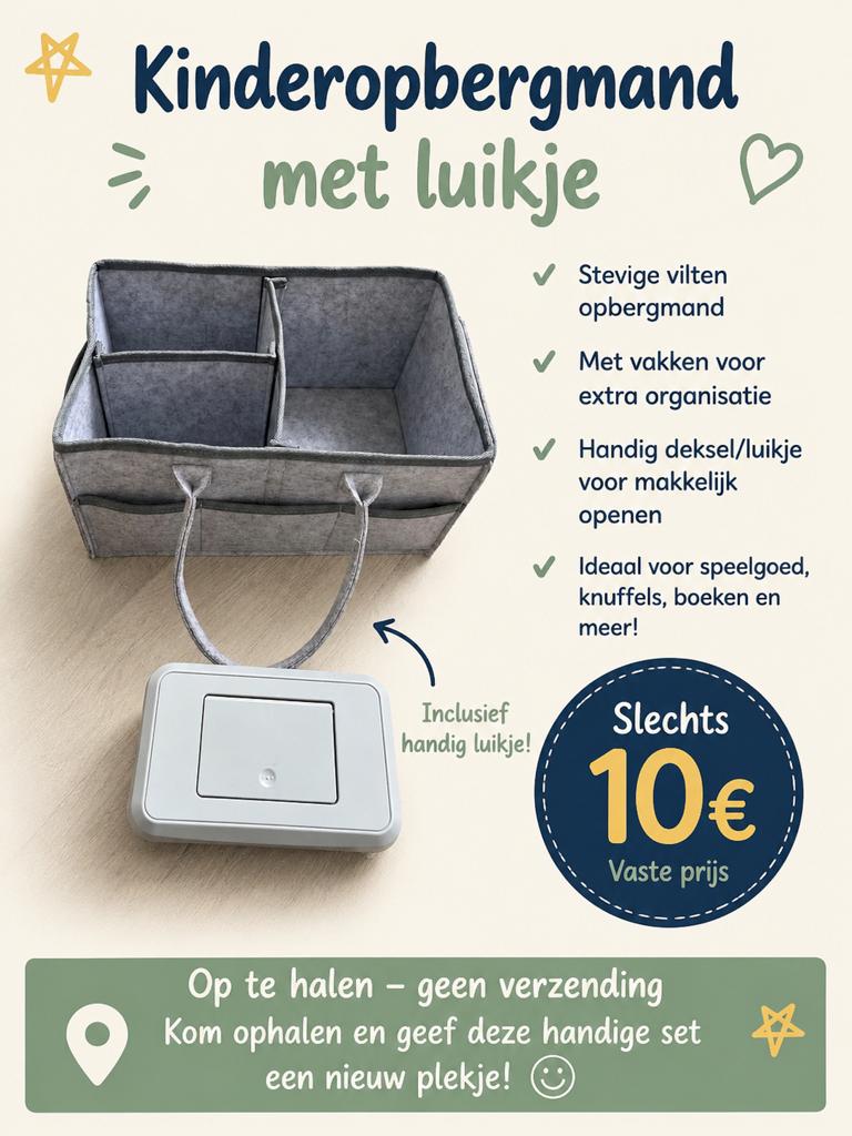 Kinderopbergmand en babydoekjes houder, Ophalen, Zo goed als nieuw