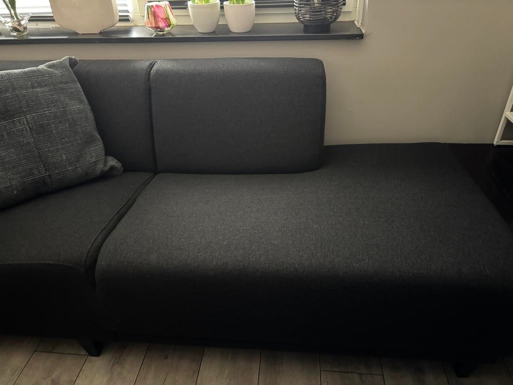 Mooie 2-zits stevige loungebank van stof, antraciet, zgan, Ophalen, Minder dan 75 cm, 150 tot 200 cm, Tweepersoons