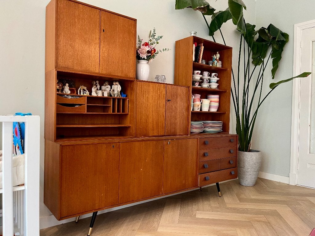 Vintage modulaire kast met lades en deuren, Ophalen, Gebruikt, Met lade(s), 150 tot 200 cm