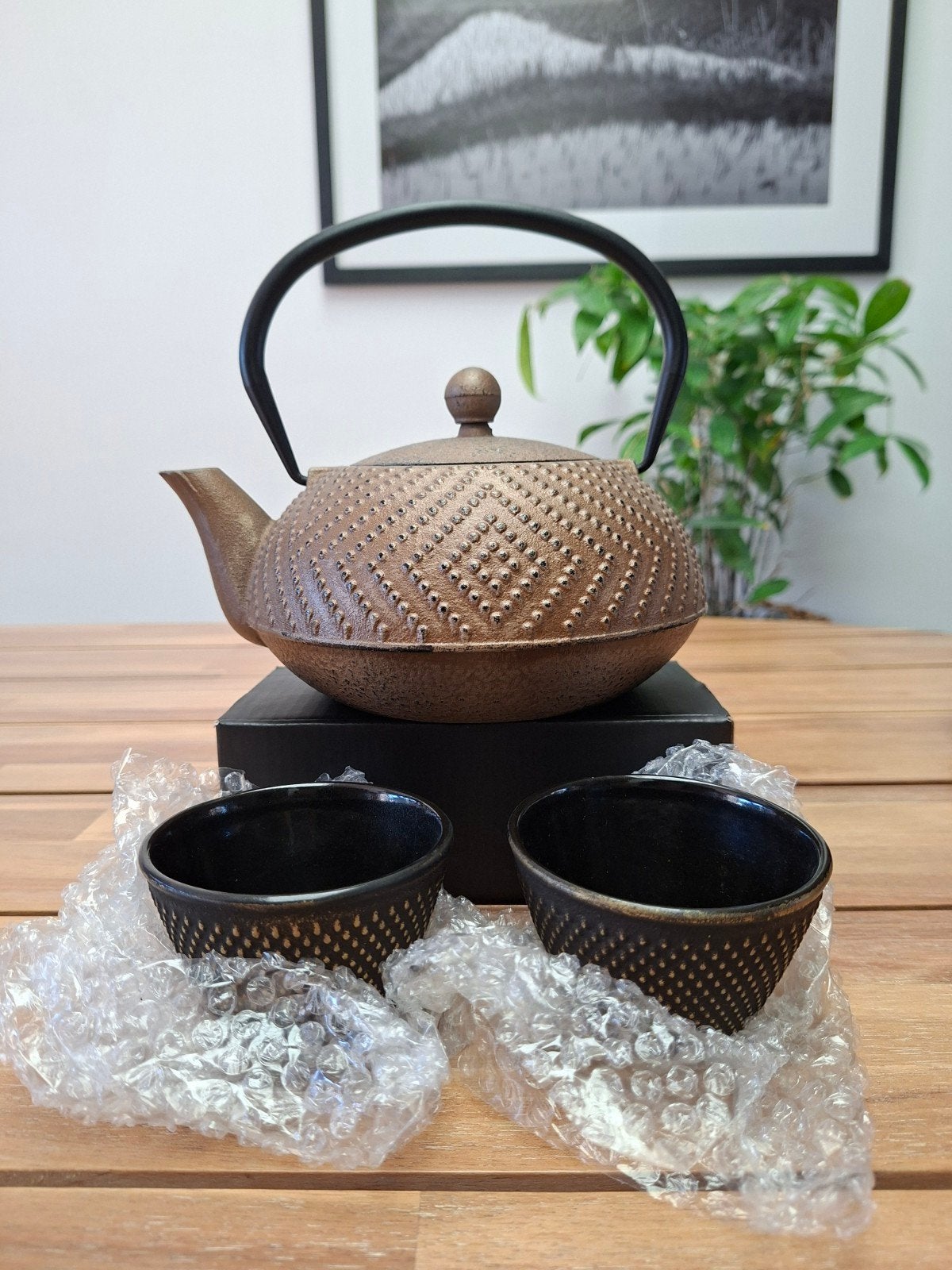 Bredemeijer Gietijzeren Theepot Xilin 1.25L Camel + 2 Kopjes, Theepot/fluitketel, Bredemeijer, Nieuw, Ophalen of Verzenden