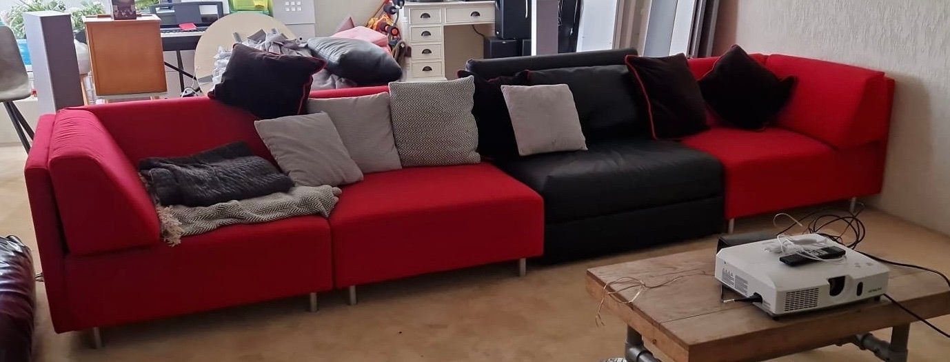 Rode bank, Huis en Inrichting, Ophalen, 250 tot 300 cm, Gebruikt, 75 tot 100 cm