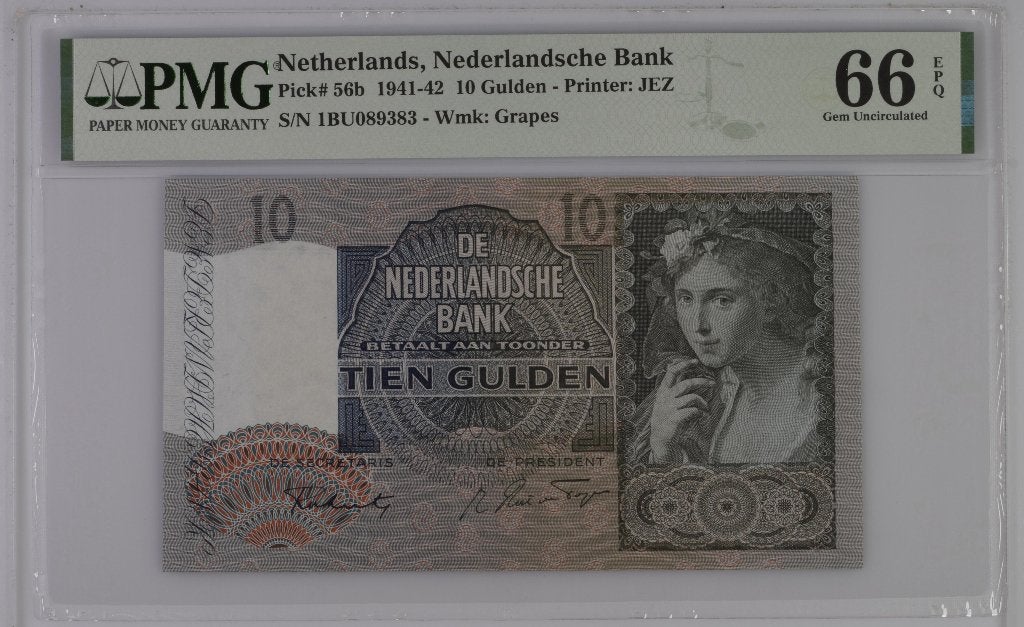 UNC biljet 10 gulden herderin / meisje met druiven | PMG 66, Ophalen of Verzenden, 10 gulden