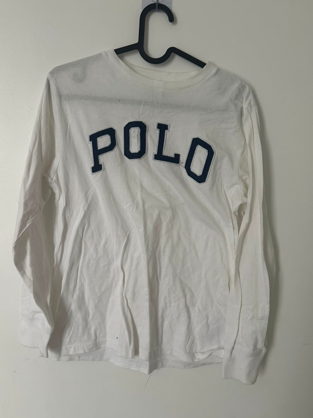 Wit Ralph Lauren shirt met lange mouwen, maat 10-12, Ophalen of Verzenden, Zo goed als nieuw, Jongen of Meisje, Shirt of Longsleeve