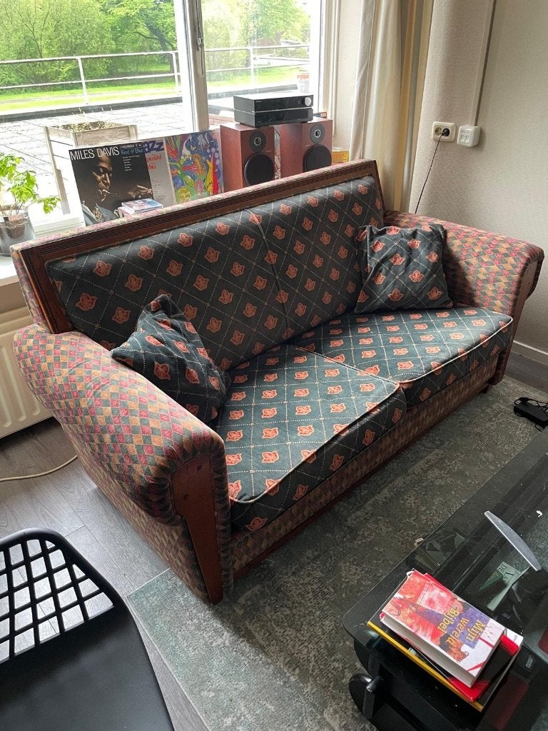 Art deco vintage jaren 70 bank, Huis en Inrichting, Ophalen, Gebruikt, 150 tot 200 cm, Tweepersoons