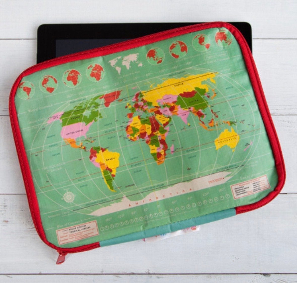 Tablethoes met Wereldkaart Design save the planet 10 inch, Computers en Software, ., ., Nieuw, Bescherming voor- en achterkant