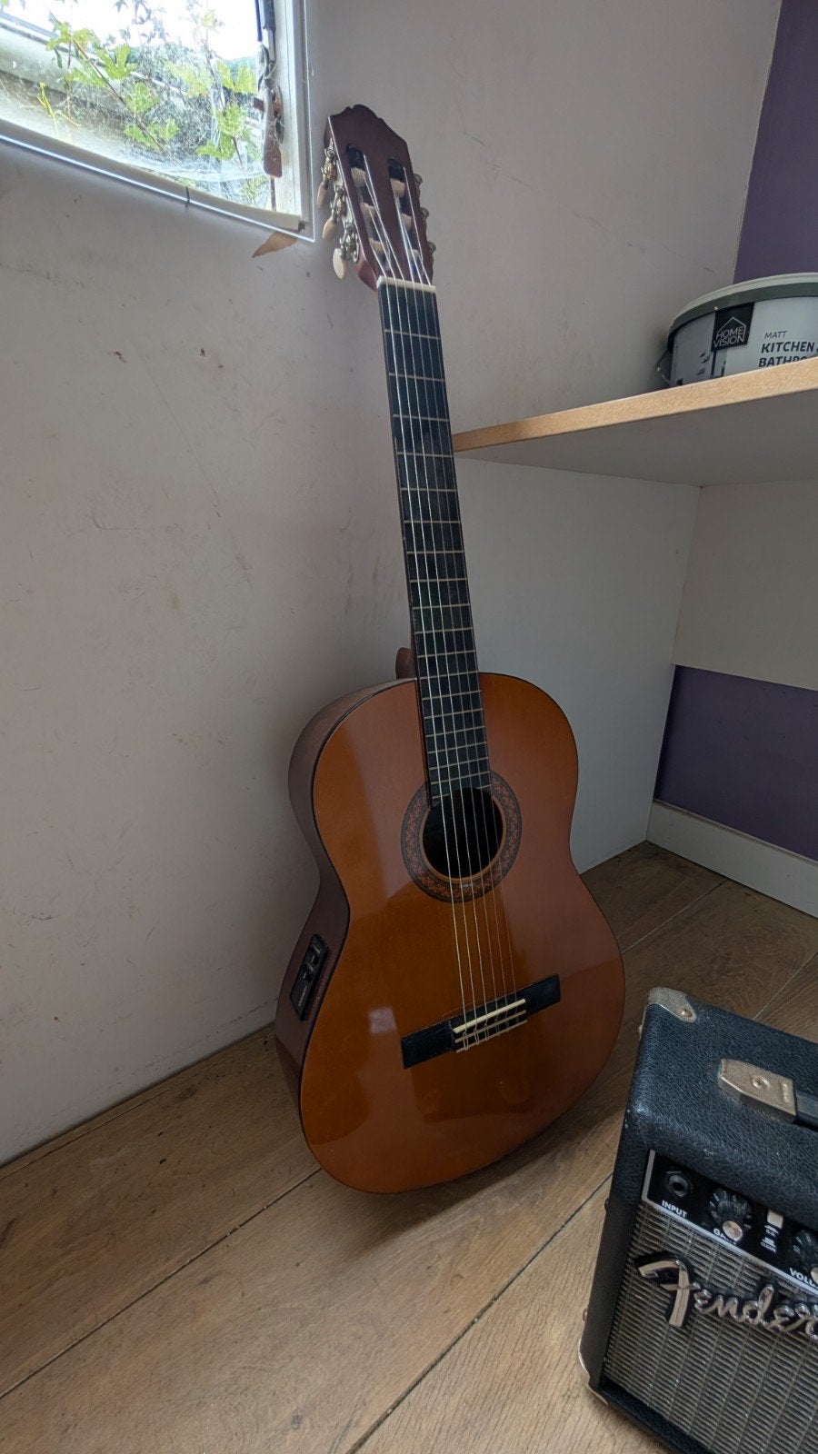 Yamaha Klassieke Gitaar met Fender Versterker, Ophalen, Gebruikt, Klassieke of Spaanse gitaar, Met (piezo-)element