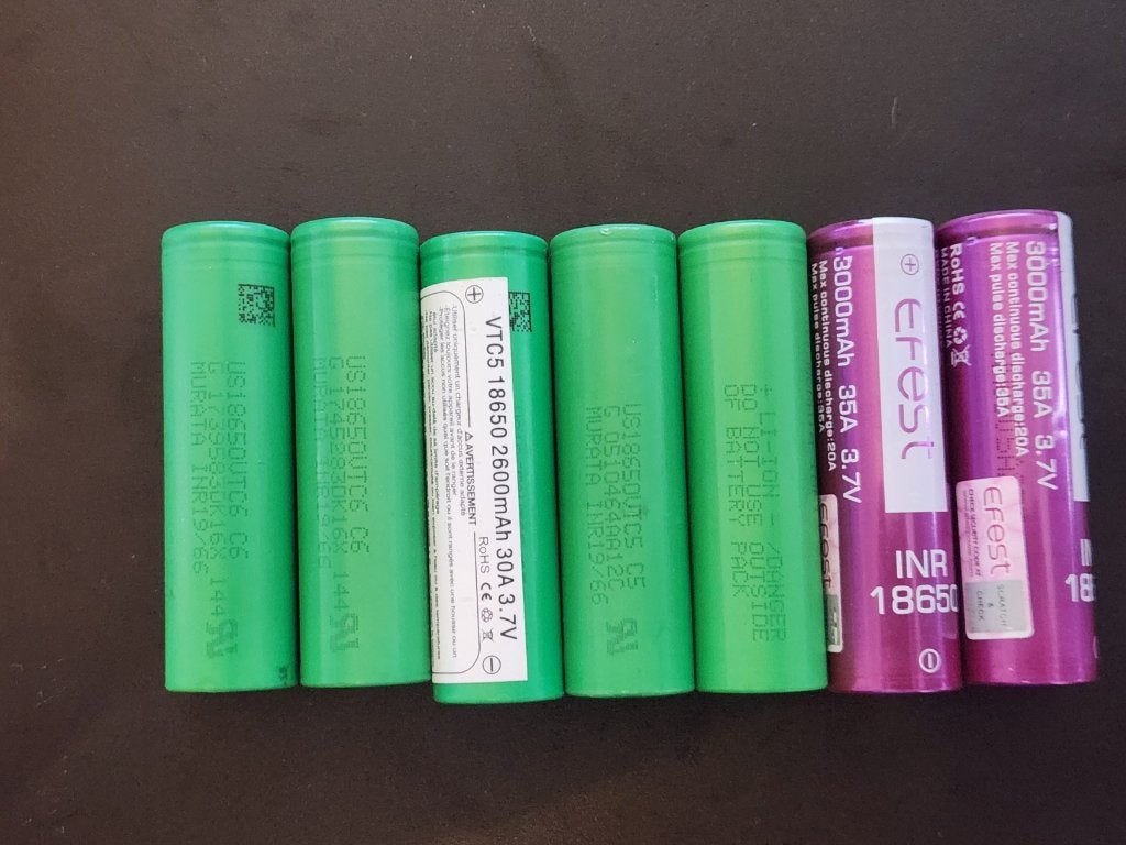18650 accu's Murata/Sony & Efest - 5 euro per stuk, Ophalen, Gebruikt, Oplaadbaar
