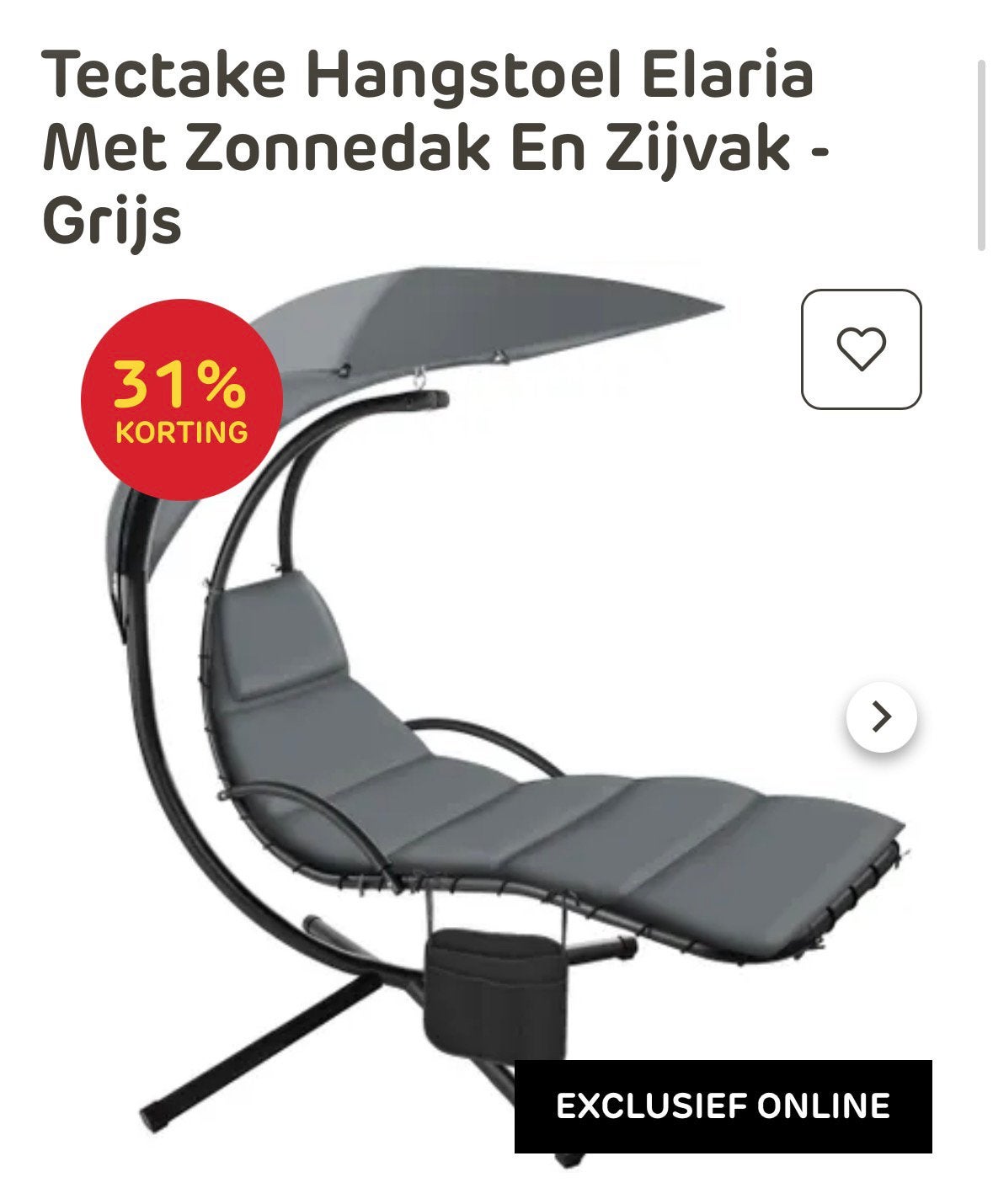 Mooie Hangstoel te koop nieuwprijs 269 nu voor 100 euro, Ophalen, Gebruikt, Aluminium, Inklapbaar