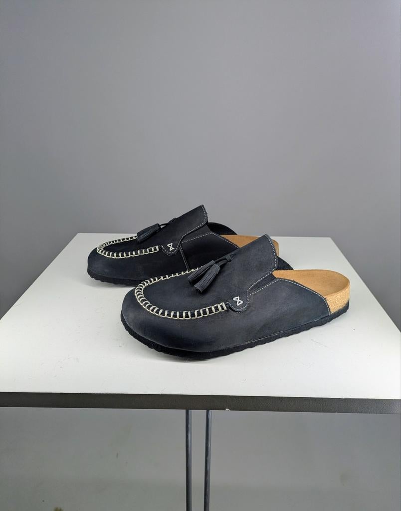 Zwarte nubuck instappers met kurken voetbed - Maat 40, Geen idee, Nieuw, Ophalen of Verzenden, Geen idee