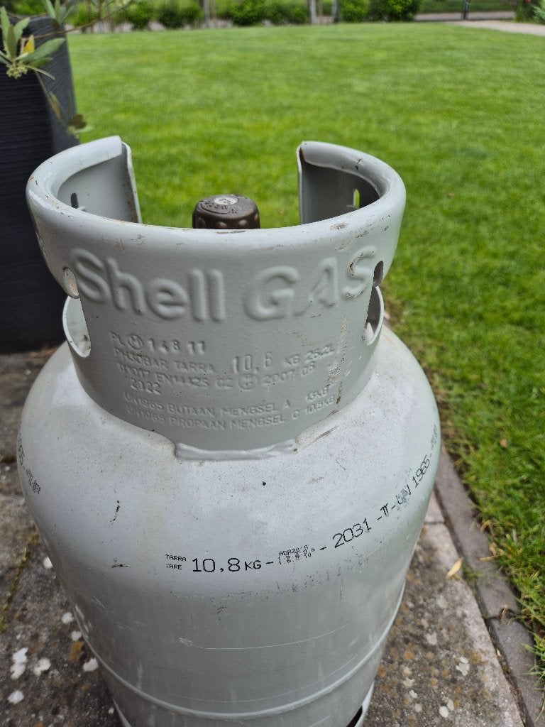 Shell gasfles. Leeg, Ophalen, Gebruikt