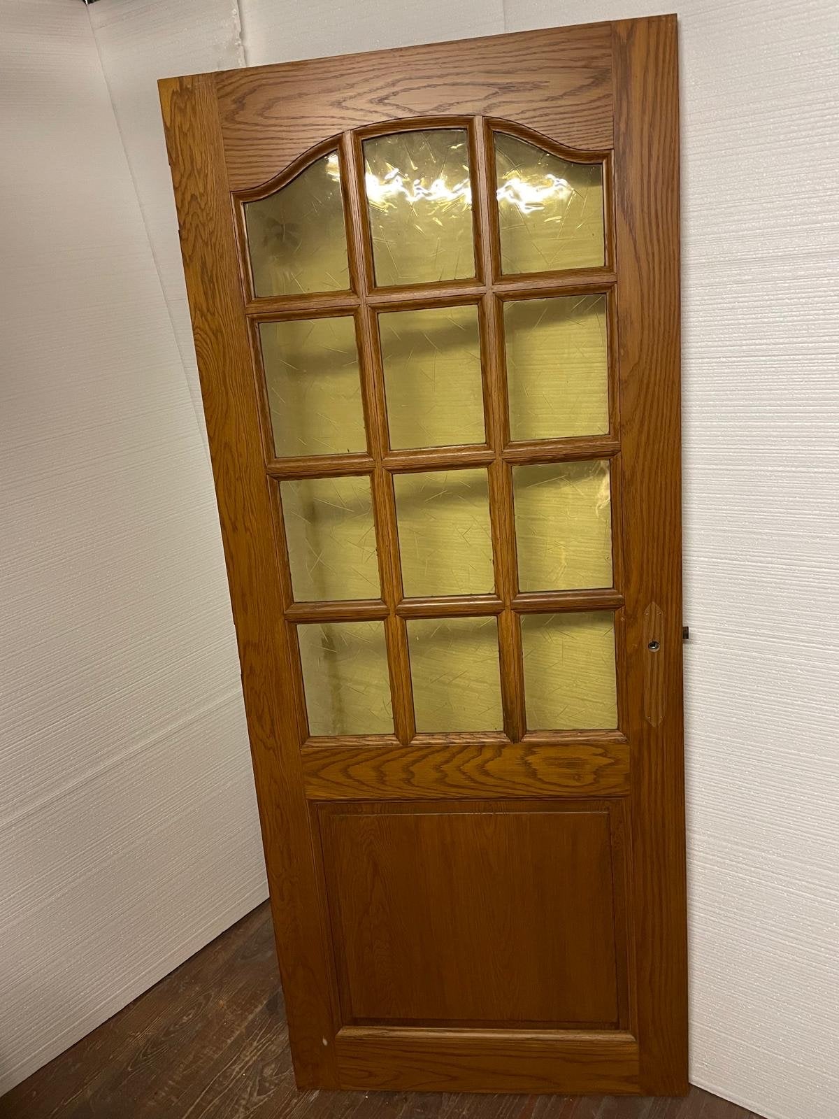 Eiken binnendeur met glas - 201x84 cm, Doe-het-zelf en Verbouw, Ophalen, Gebruikt, 80 tot 100 cm, Binnendeur
