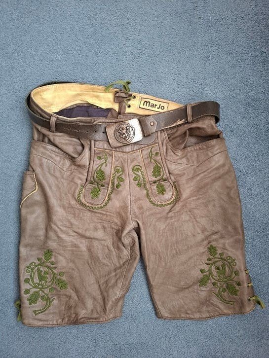 Lederhosen, Beige, Ophalen of Verzenden, Gedragen, Marjo