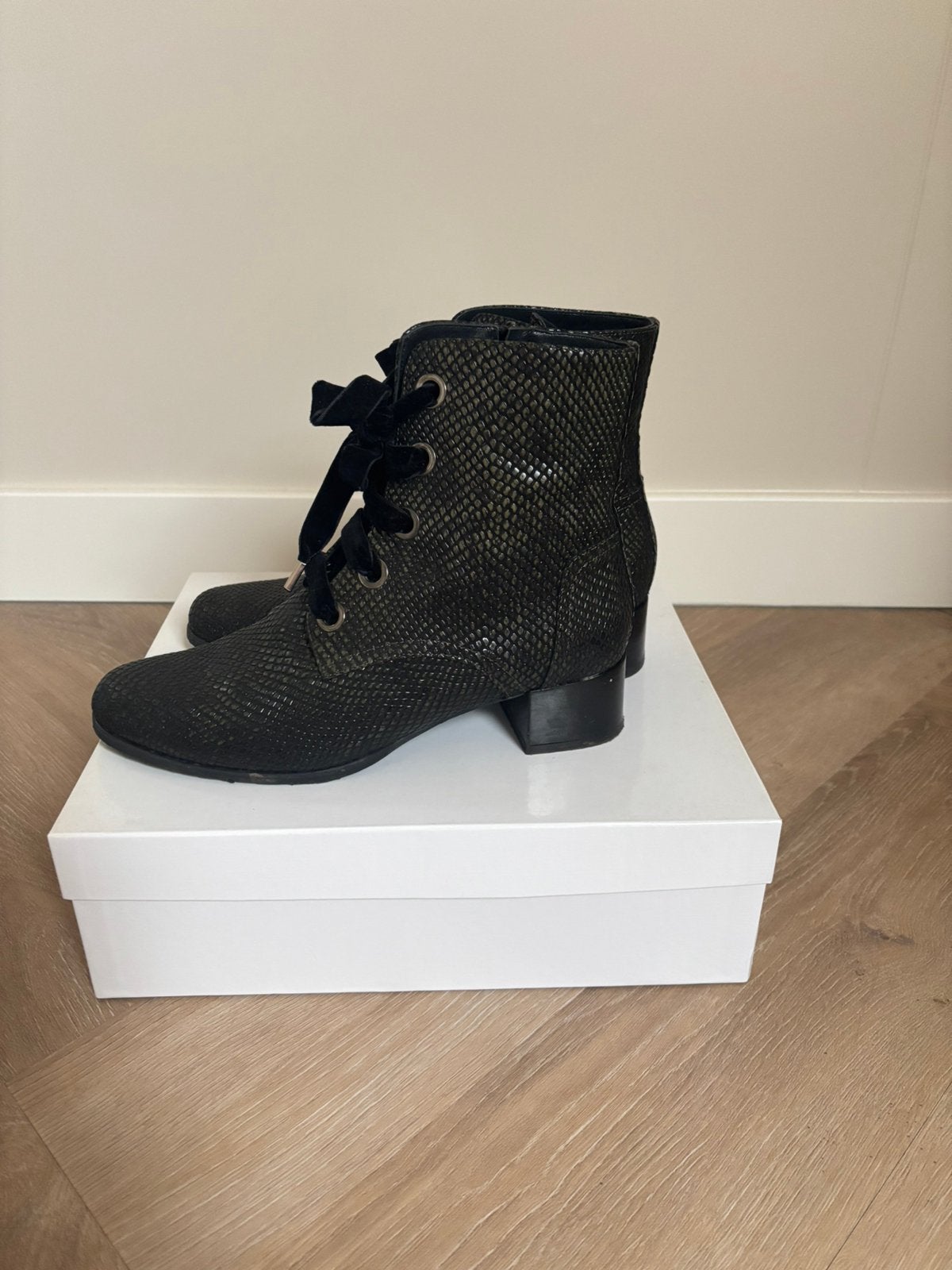 NIEUW Annalina laarzen maat 39.5 met slangenprint, Schoenen met lage hakken, Zwart, Nieuw, Ophalen of Verzenden