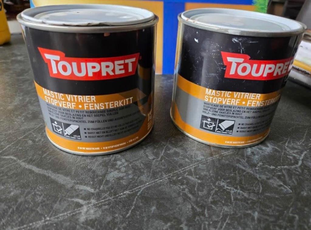 Stopverf wit en bruin/ teak, Minder dan 5 liter, Ophalen of Verzenden, Nieuw, Wit