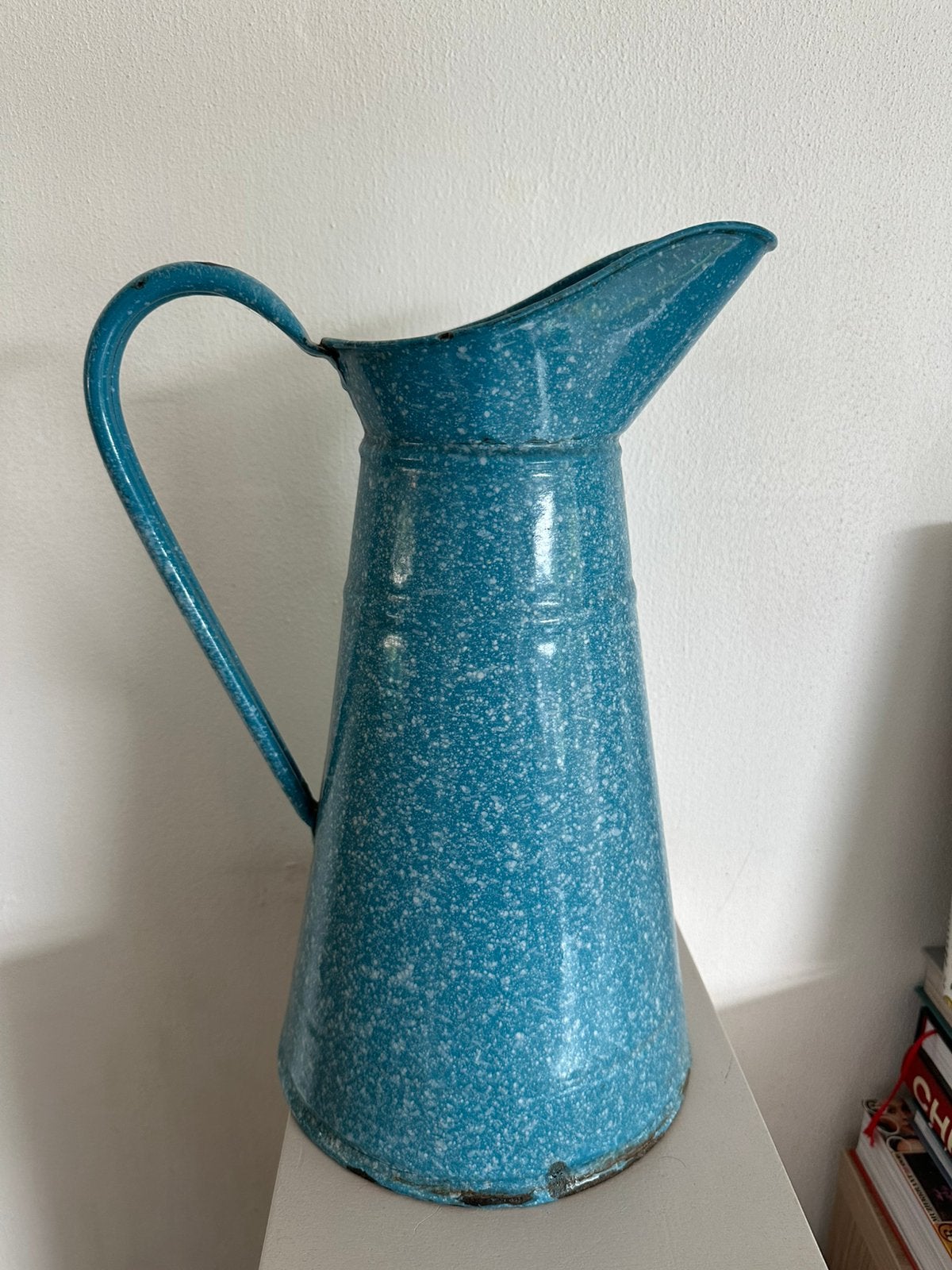 Grote blauwe emaille kan, lampetkan Frans, Antiek en Kunst, Ophalen of Verzenden