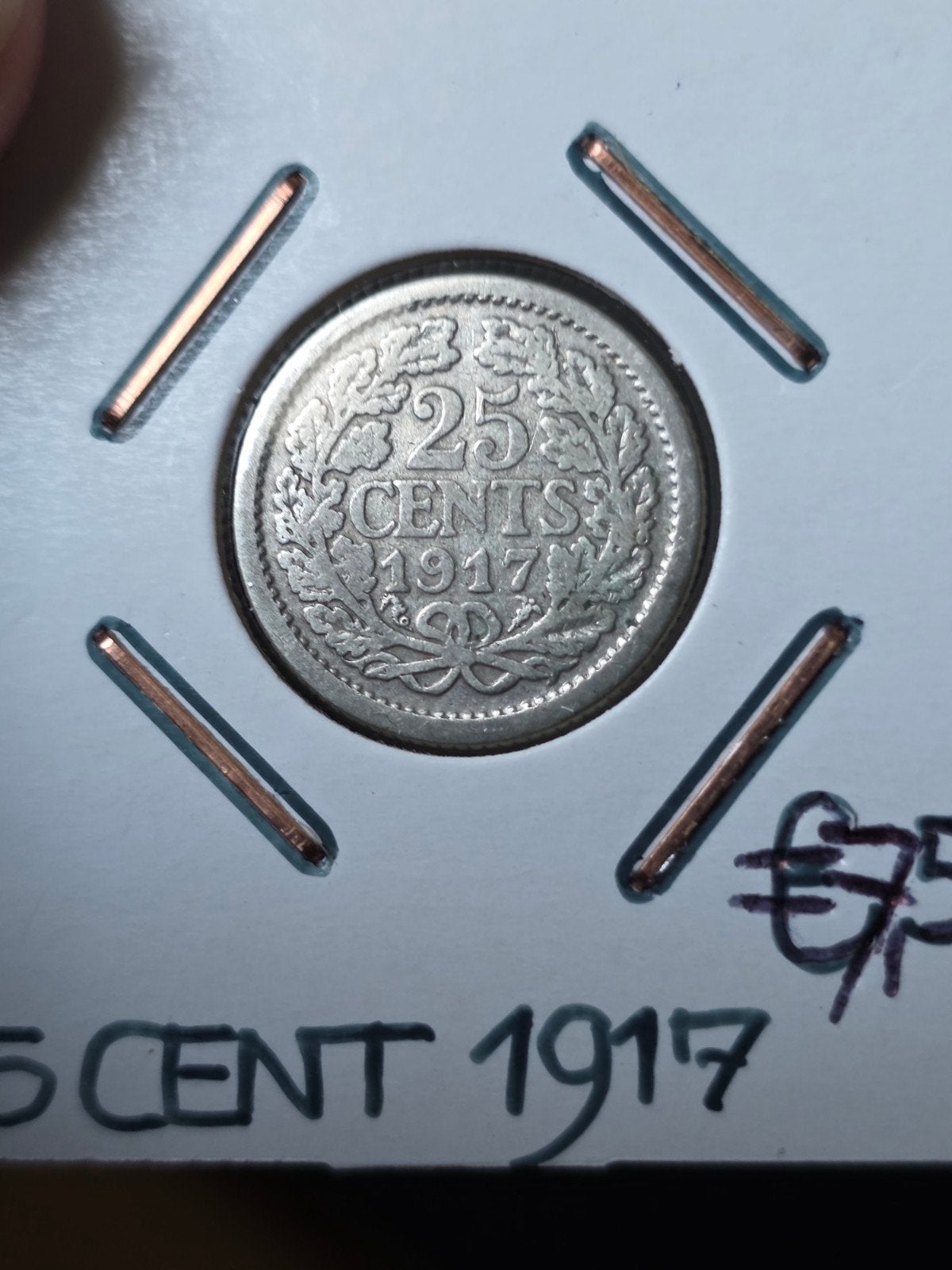 25 cent 1917 Nederland, Verzenden, Zilver, 25 cent, Koningin Wilhelmina