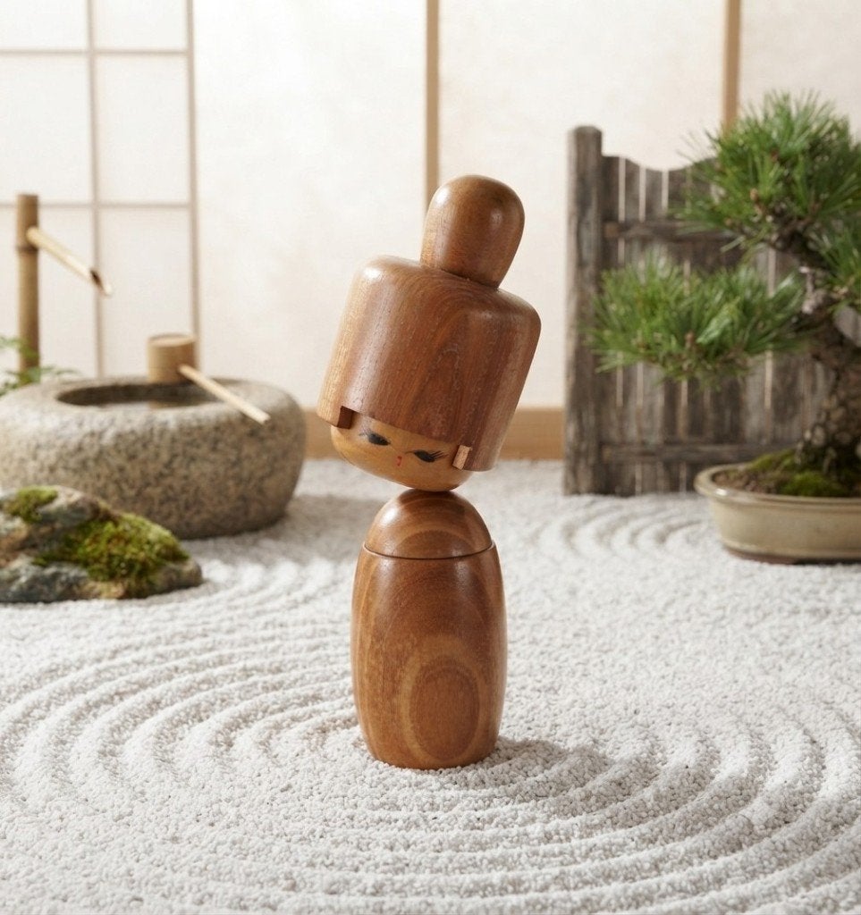 Prachtige Vintage kokeshi van Masuo Sato (26 cm), Hout, Handgemaakt, Ophalen of Verzenden, Japan