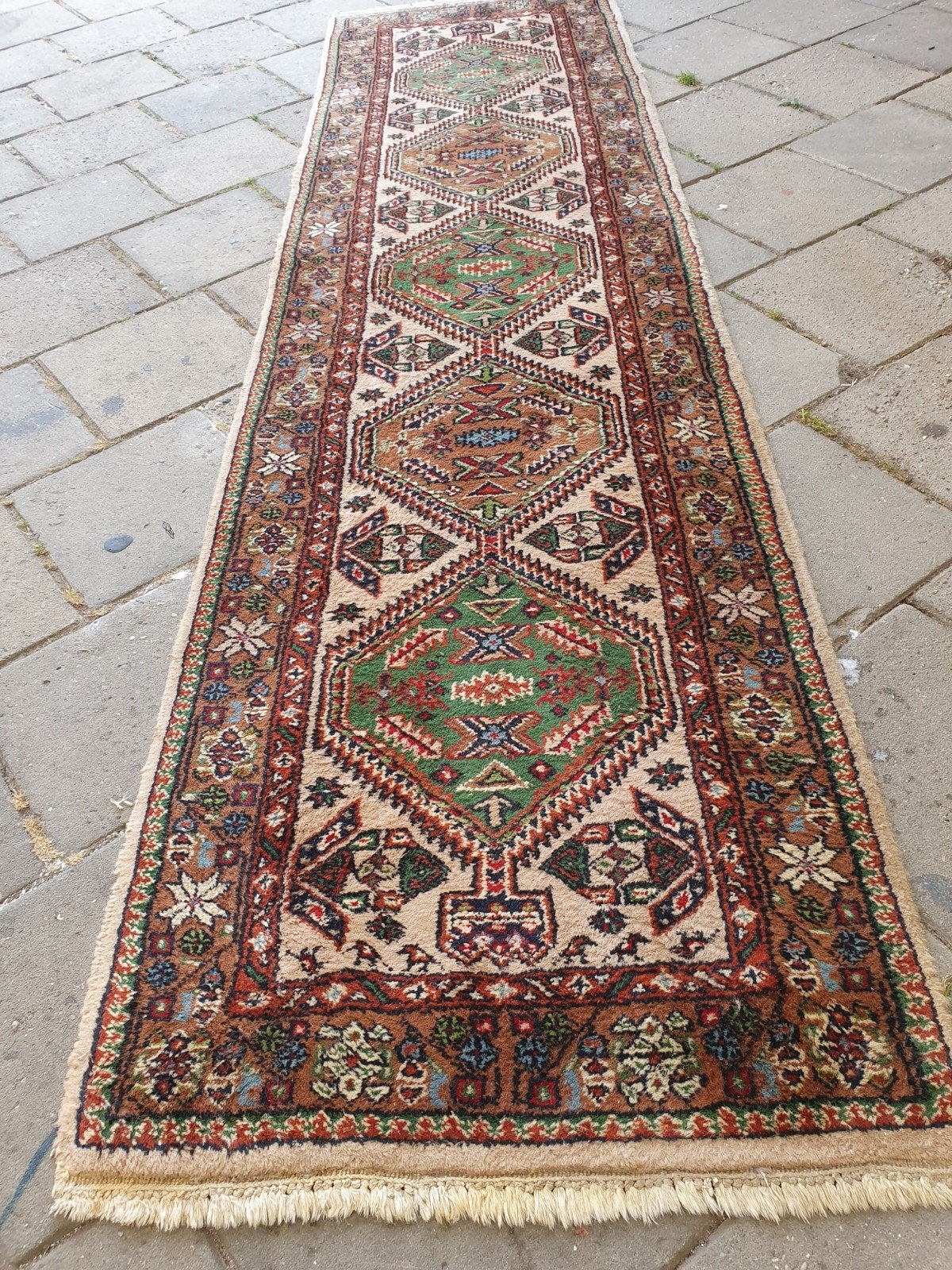 Perzische loper 275x73 cm., Gebruikt, 200 cm of meer, Groen, Rechthoekig