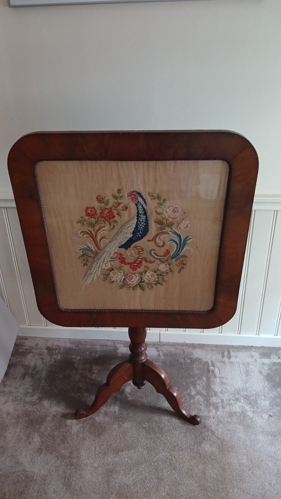 Antieke klaptafel met geborduurd blad, Antiek en Kunst, Ophalen