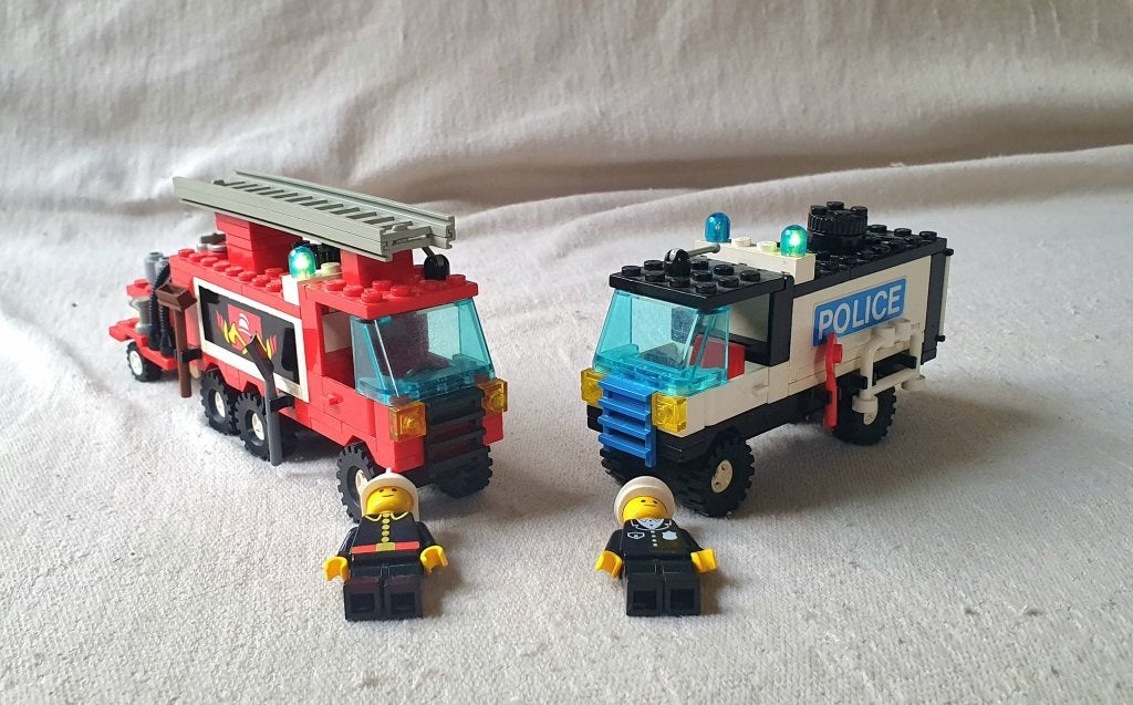 LEGO Brandweer en politie (6480 + 6450) - Light & Sound, City, Lego, Ophalen of Verzenden, Zo goed als nieuw