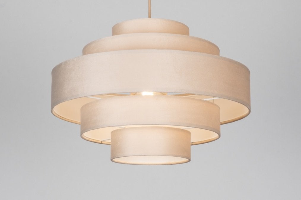 hanglamp 52cm velvet beige bar tafel bank hoekbank bed lamp, Ophalen of Verzenden, Nieuw