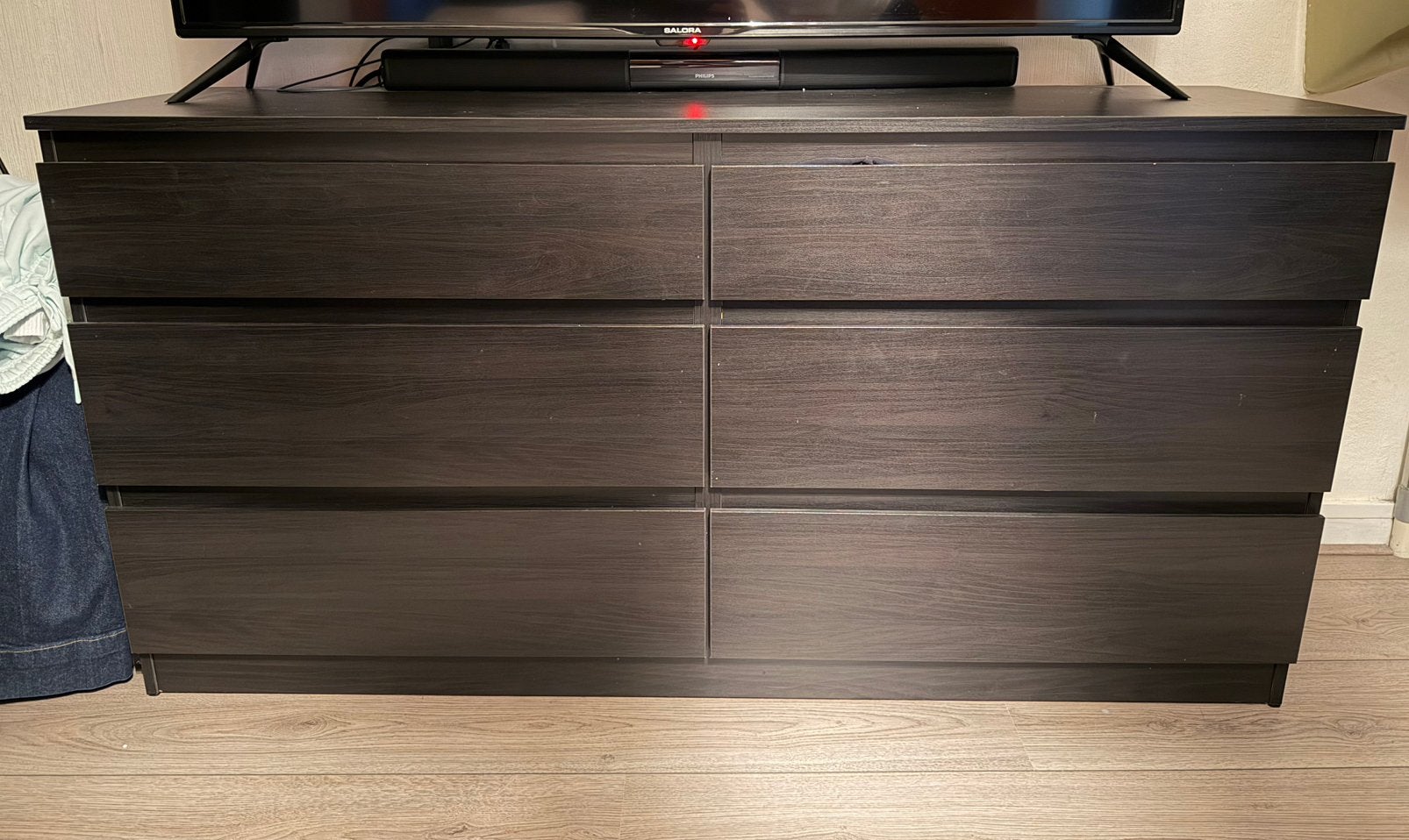 IKEA MALM ladekast zwartbruin 160x78 cm met 6 lades, Ophalen, Gebruikt, 5 laden of meer, 150 tot 200 cm
