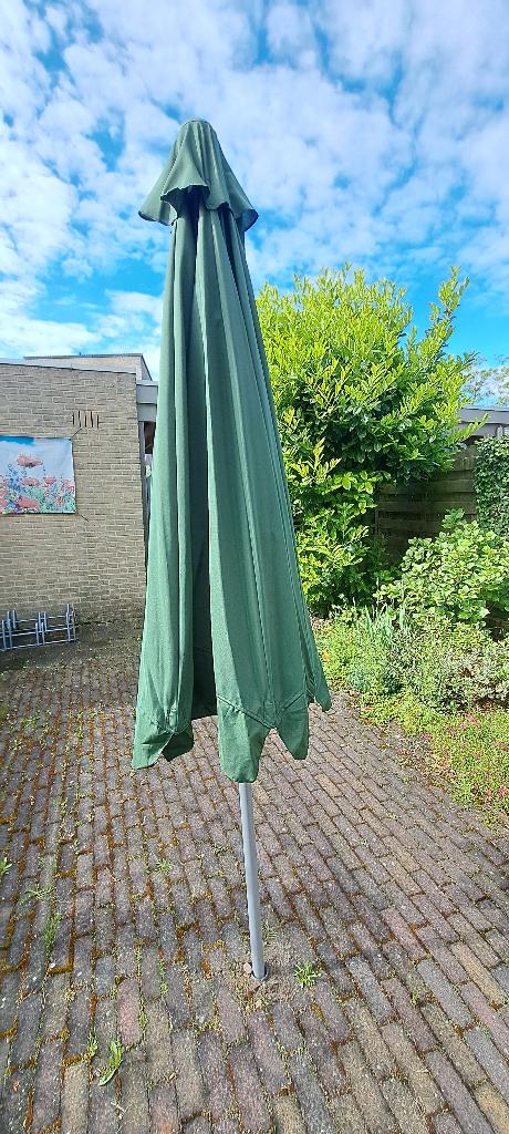 Tuinparasol Groen, Zo Goed Als Nieuw (zonder voet),, Tuin en Terras, Parasols, Ophalen, Verstelbaar, 2 tot 3 meter, Zo goed als nieuw