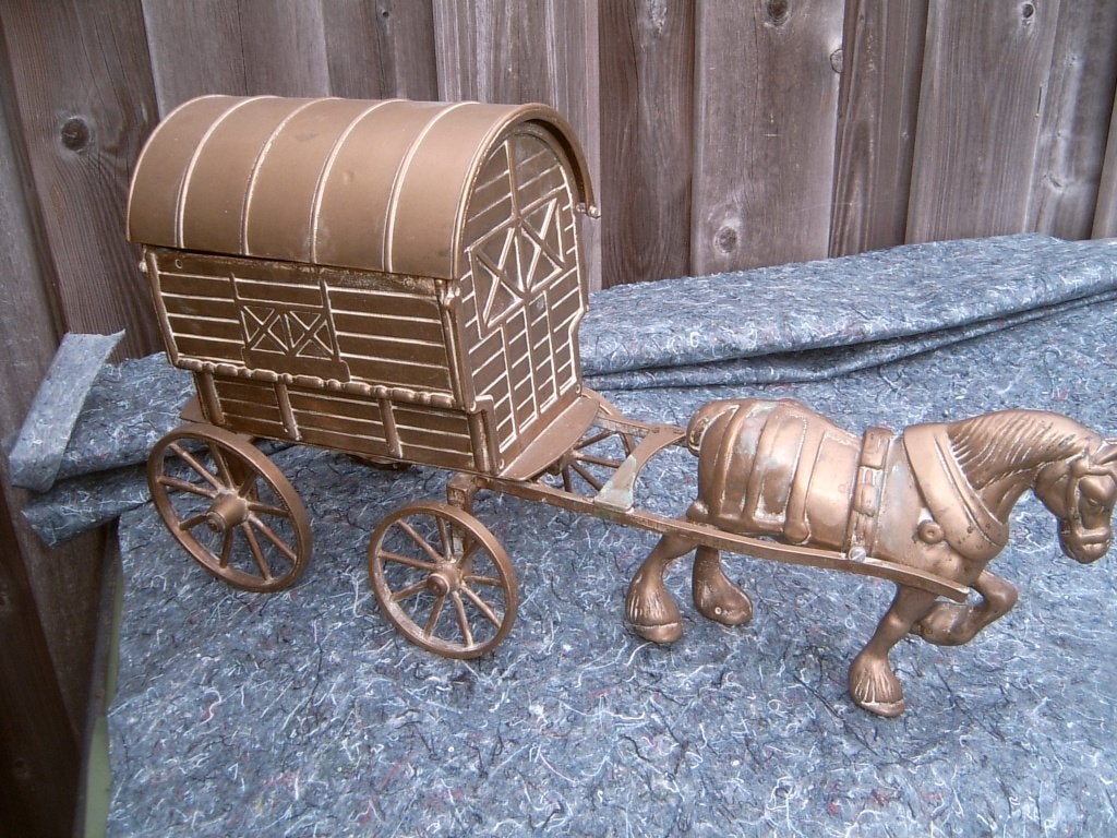 Woonwagen met Paard Messing, Antiek en Kunst, Ophalen of Verzenden