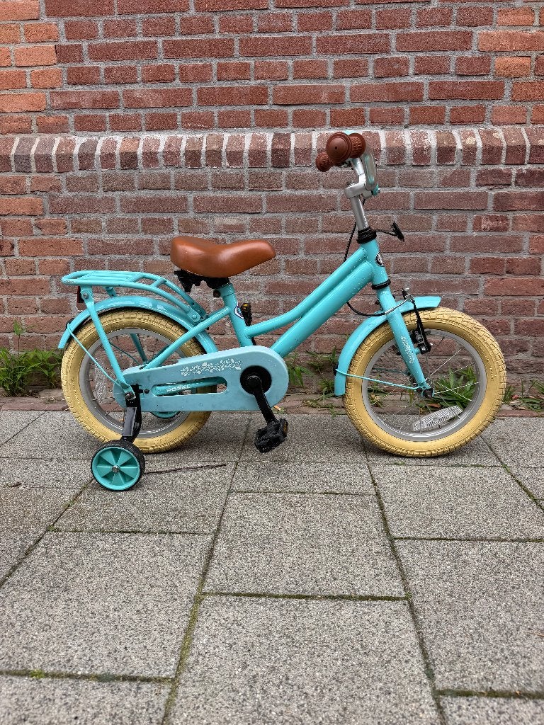 Popal 14" meisjesfiets met zijwielen, Fietsen en Brommers, Ophalen, Terugtraprem, Gebruikt, 14 inch of minder
