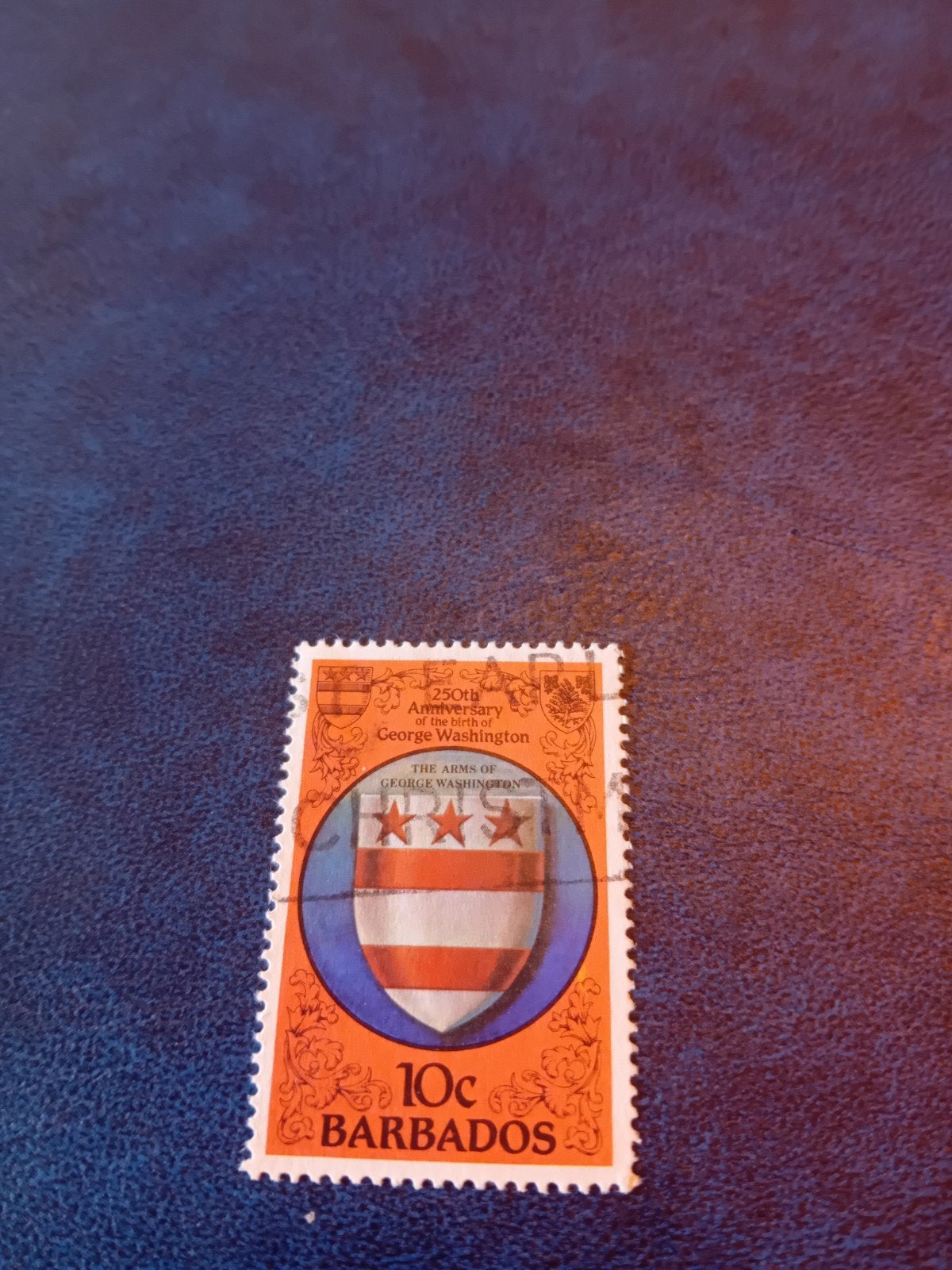 Barbados postzegel George Washington 250e verjaardag, Ophalen of Verzenden, Gestempeld