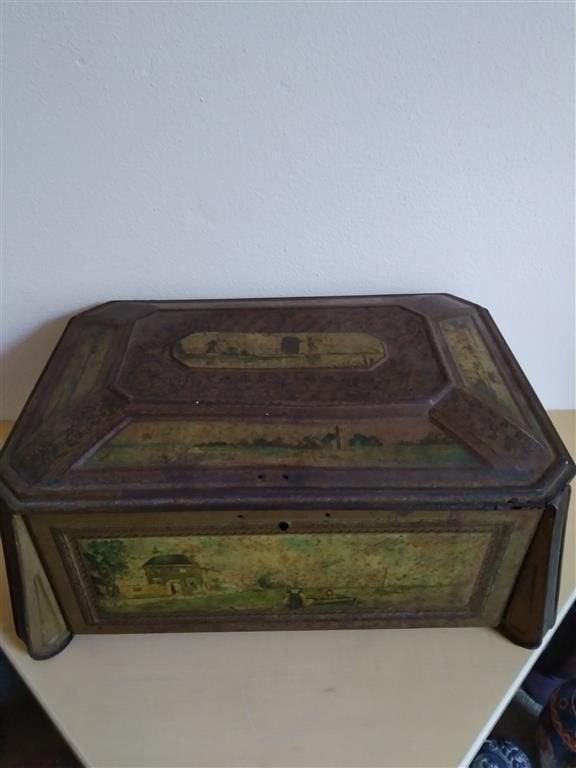 Oud vintage opbergblik begin 20e eeuw, Antiek en Kunst, Curiosa en Brocante, Ophalen of Verzenden