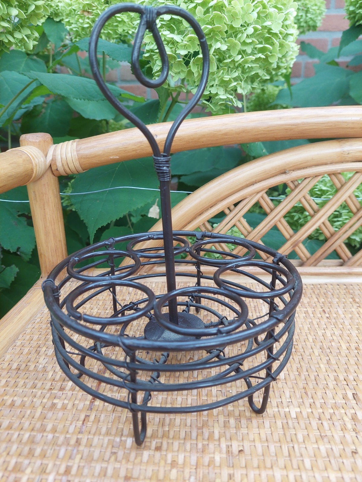 Vintage metalen eierrek met hartvormig handvat, Ophalen of Verzenden