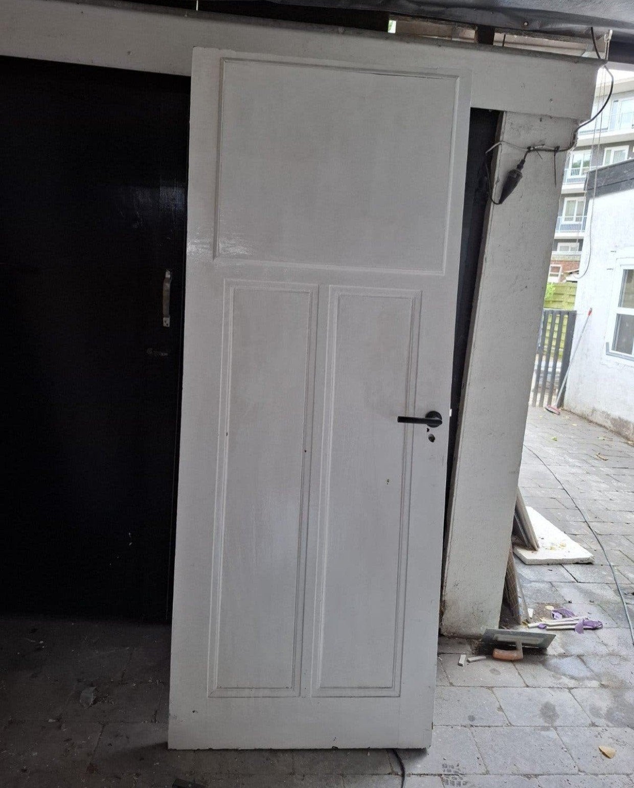 Witte binnendeur 210x82 cm met klink - Gebruikt, Ophalen, Gebruikt